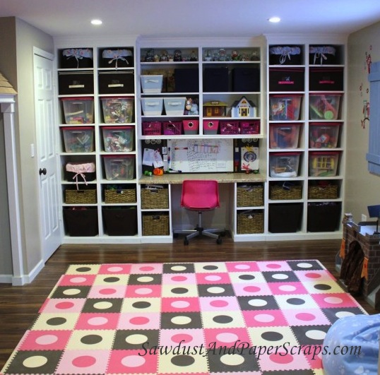Playroom Built-in Storage and Homework Center