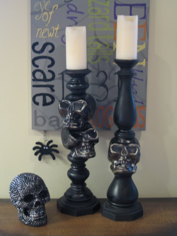 $5 diy skull candlesticks