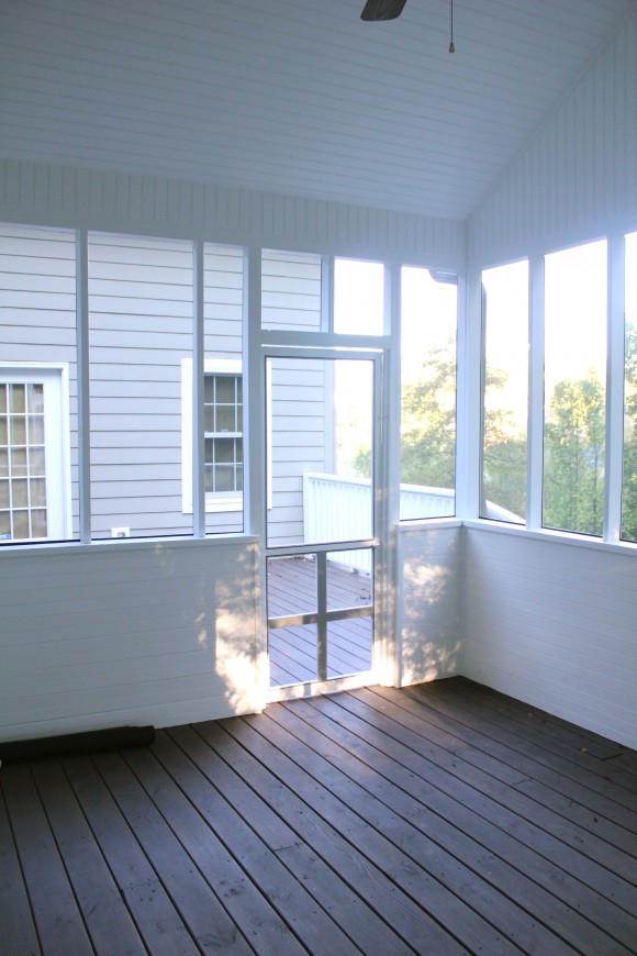 white painted screened in porch