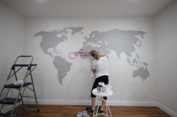 World Map Wall Subway Art