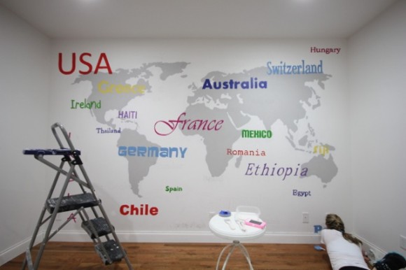 World Map Wall Subway Art