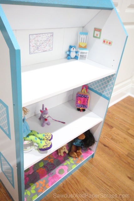 Turn a bookshelf into a dollhouse