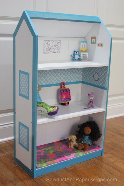 Turn a bookshelf into a dollhouse