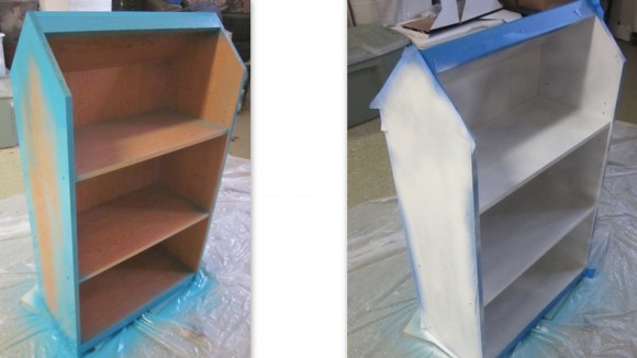 Turn a bookshelf into a dollhouse