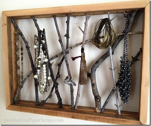 This Framed Twig Jewelry Holder is a cheap and easy project.